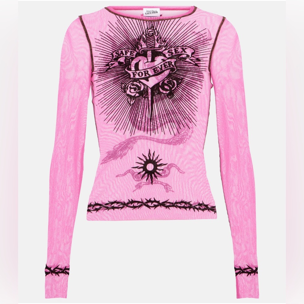 Jean Paul Gaultier Pink Sheer Top (Small)